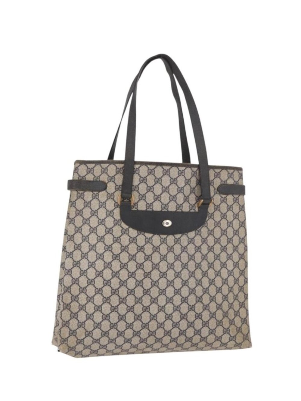 GUCCI GG Supreme Tote Bag PVC Navy Gold 39 02 061
